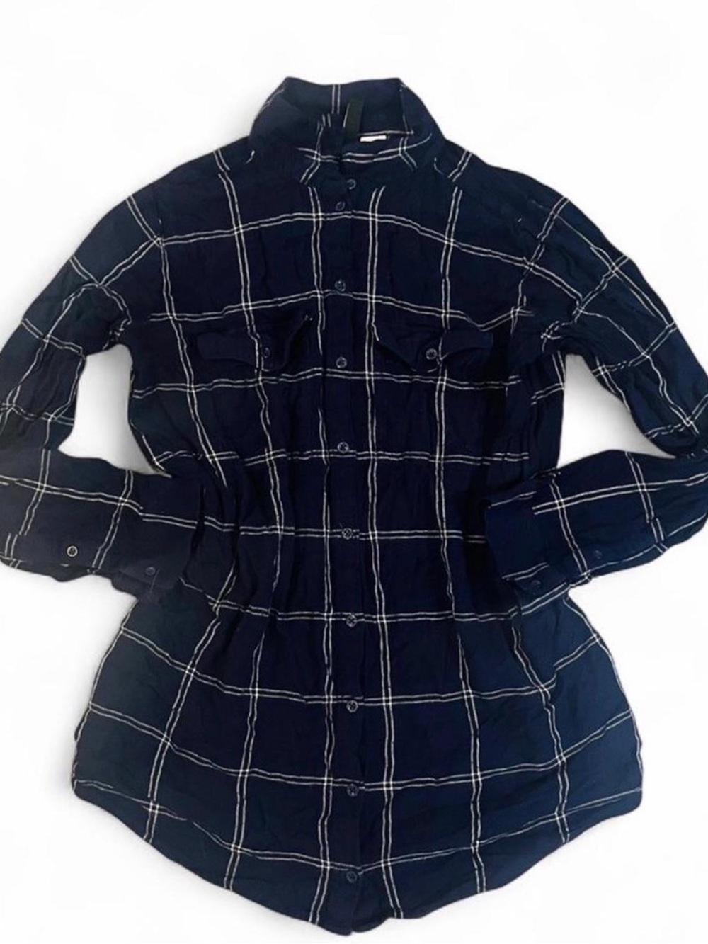 H&M Blue Button-Down Flannel Shirt
